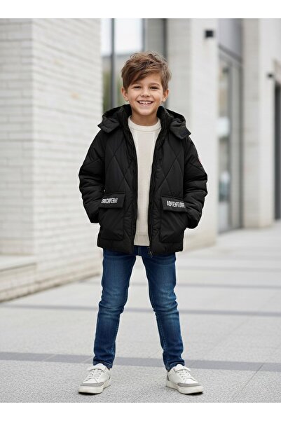 Minigimin Cicileri Пальто з капітоне з візерунком баклава - чорне