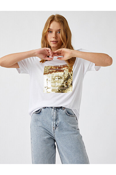 Koton مطرزة قصيرة الأكمام تي شيرت