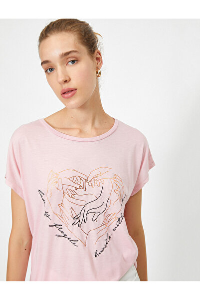 Koton Γυναικείο T-Shirt με στάμπα σε πούδρα