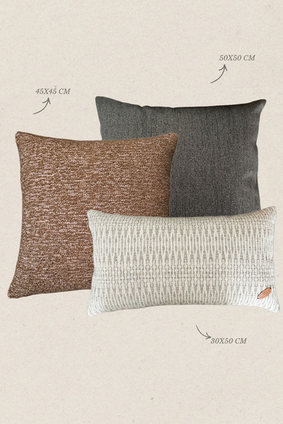 Maison Pactole Set of 3 Green Orange Stuffed Throw Pillows