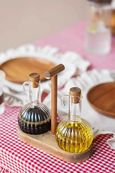 KaiHome طقم وعاء زيت أكاسيا وحامل مكون من قطعتين