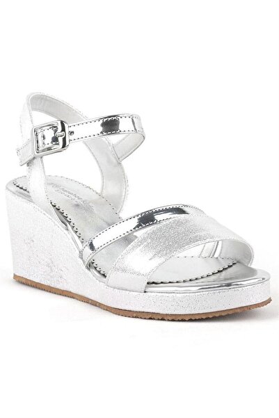 hapshoe Pantofi cu toc cu pană Aurora Silver pentru fete