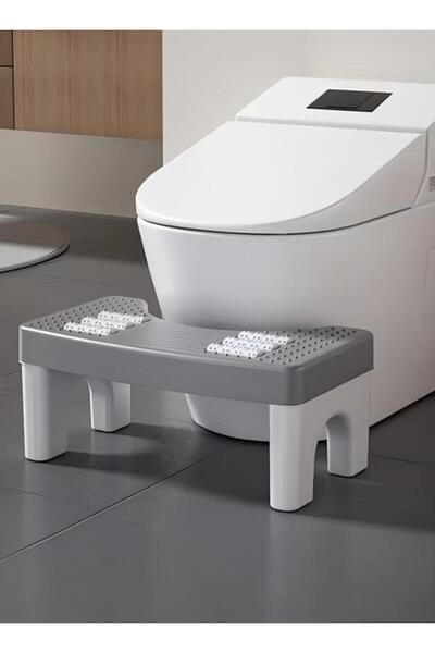 DOMEET مسند قدم للمرحاض مع نسيج تدليك وبكرة، مقعد مرحاض غير قابل للانزلاق للح...