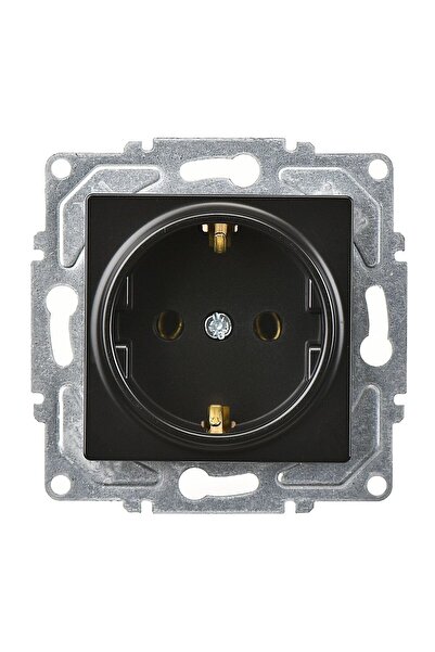 Günsan Eqona Metalik Siyah Topraklı Priz Mekanizma