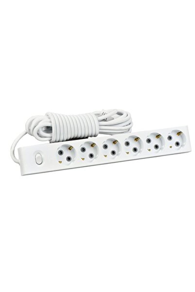 Günsan Altılı Çocuk Korumalı Topraklı Anahtarlı Grup Priz 5 Metre