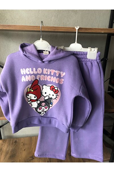 Lunas tekstil Set 3 piese Kuromi cu glugă, bluză și pantaloni