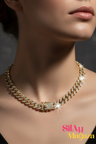 Silay mağaza Zirkon Taşlı Gurmet Model Kadın Gold Chain Kolye – Karamaz Tasarım