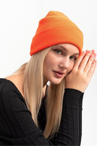 Saria Moda Neon Turuncu Triko Unisex Basic Bere