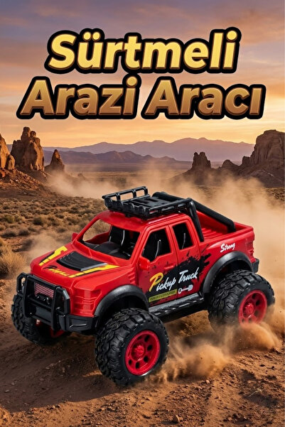 craftivio Oyuncak Araba Sürtmeli Büyük Tekerlekli 4x4 Off Road Jeep - Dayanık...