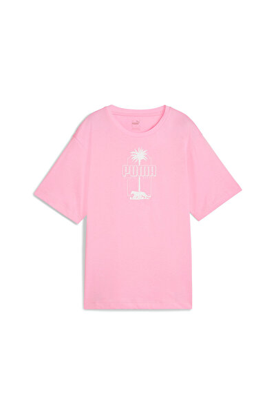 Puma تي شيرت نسائي ESS+ PALM RESORT جرافيكي - وردي