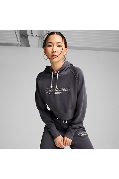 Puma Womens CLASSICS+ Relaxed Hoodie - Gray