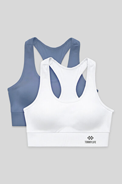 TOMMY LIFE Bustieră sport pentru femei, slim fit, cu decolteu în U, pachet de...