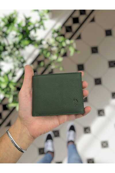 Visso leather Visso 262 Genuine Leather Double Id Compartment Classic Men's Wallet Bag Green Grnda