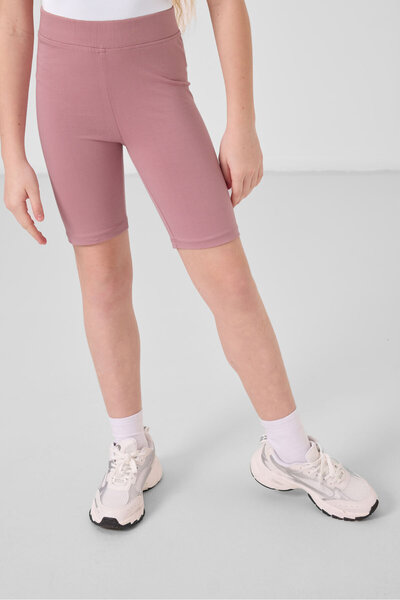 TOMMY LIFE Gül Kurusu Pamuklu Kısa Paça Standart Fit Basic Kız Çocuk Tayt - 7...