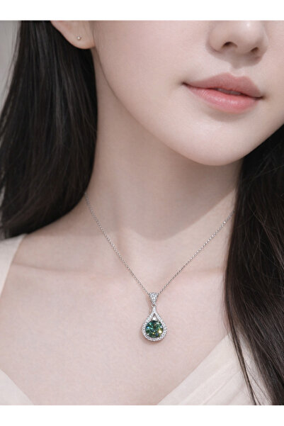 shellwetr Kadın Kolye Mystic Glow Kadın Kolye Damla Zümrüt Yeşili 925 Ayar Gü...