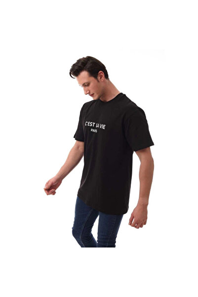 GARAGE CASUAL WEAR Tricou Paris oversize Basic pentru bărbați, negru 5004