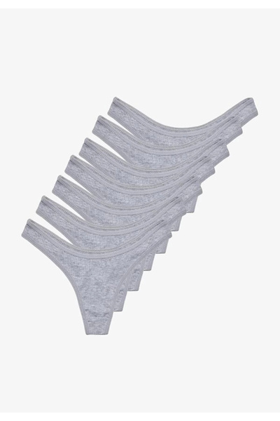 Miss Puddra Set of 7 Gray Corded Thongs