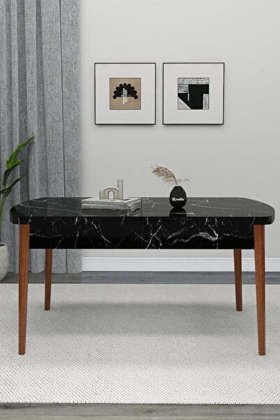 Renlife Yemek Masası Mutfak Masası Ahşap Ayaklı Masa Oval Açılır Masa (siyah ...