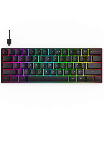 MAXGO 3155 Blue Switch Mini Rgb Oyun Klavyesi Gaming Mekanik 61 Tuşlu 17 Rgb ...