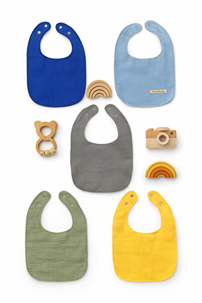 Enhitbaby 5'li Sıvı Geçirmez Çift Kat Müslin Mama Ve Salya Önlüğü, %100 Pamuk...