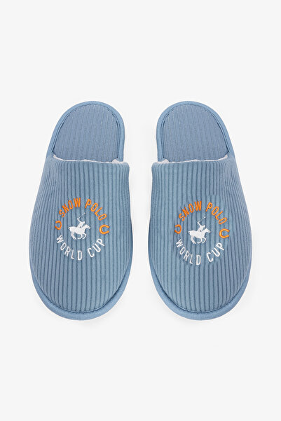 Penti Açık Mavi Erkek Snow Polo Hayvan Figürlü Nakışlı Ev Terliği