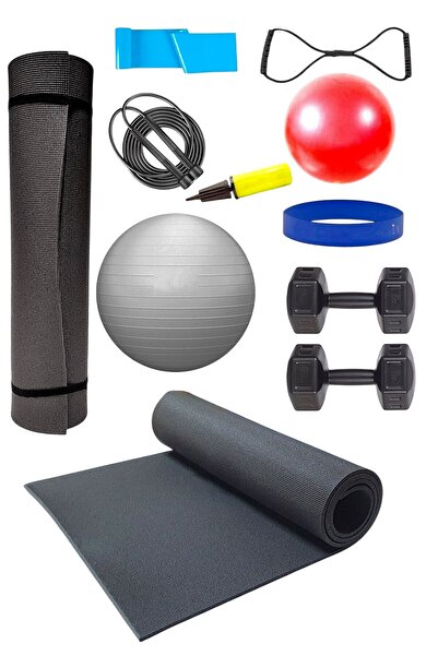 Tosima Pilates Minderi 65 Cm Ve 20 Cm Pilates Topu Pilates Lastiği Ip Direnç Lastiği 1 Kg Dambıl Ve Pompa