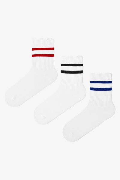 Penti 3 Çift Pamuklu Fırfırlı Tenis Soket Çorap