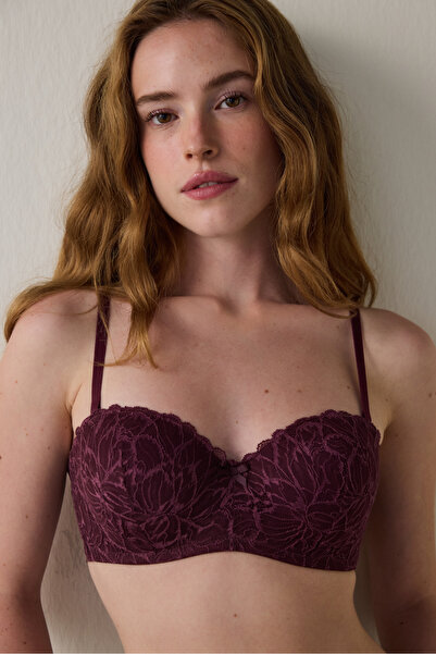 Penti Bordo Affordable Lotus Balenli Dolgusuz Toparlayıcı Straplez Sütyen