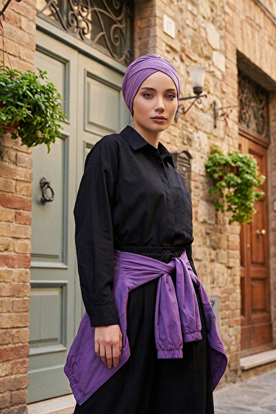 Aisha's Design Άνετο χτενισμένο βαμβακερό καπέλο με ζώνη, Μωβ 2, B-31