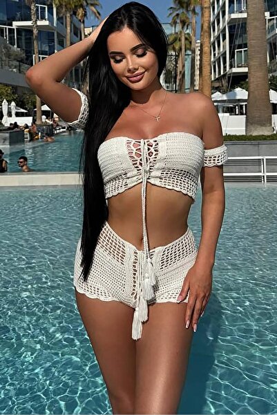 Bikini Mayokini Dünyası Σετ Παραλίας Κροκέτα Διπλό - Λευκό