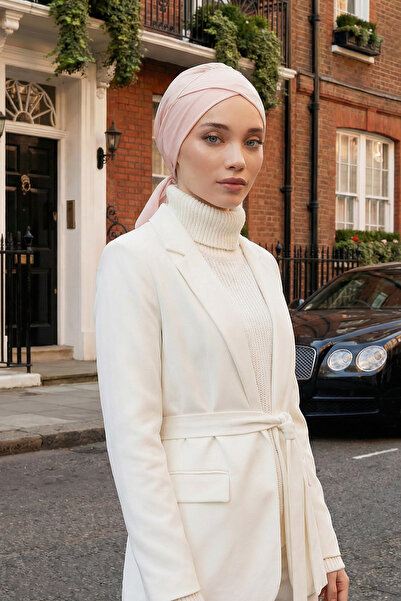 Aisha's Design قبعة قطنية مريحة مع حزام، لون بودرة، B-31