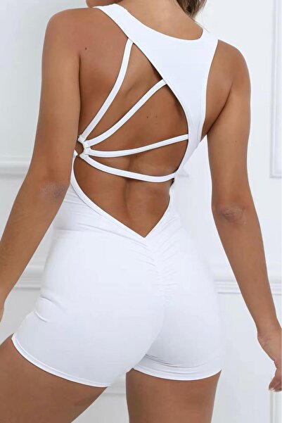 Bikini Mayokini Dünyası Salopetă scurtă asimetrică cu șnur - albă