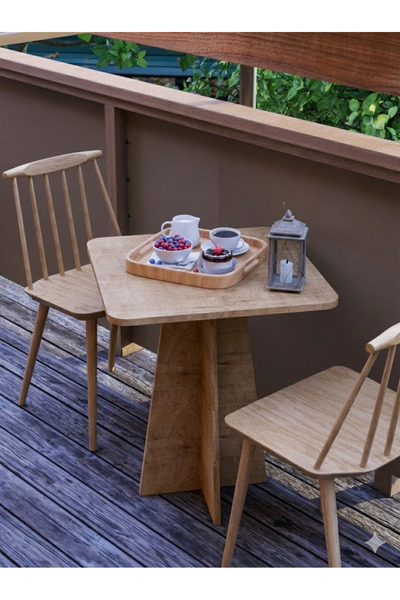 HMC DECOR Modern 60cm Kare Yemek Masası-Balkon Masası-Mutfak Masası Safir Meşe (SANDALYELER TEMSİLİDİR)