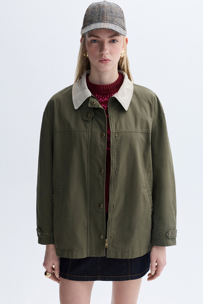 Mudo معطف كبير الحجم بياقة مخملية