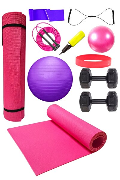 Tosima Pilates Minderi 65 Cm Ve 20 Cm Pilates Topu Pilates Lastiği Ip Direnç Lastiği 1 Kg Dambıl Ve Pompa