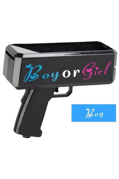 Toybox مسدس نقود للكشف عن جنس المولود مع دعامة زرقاء، مسدس رش نقود يدوي للكشف عن جنس المولود (ولد)