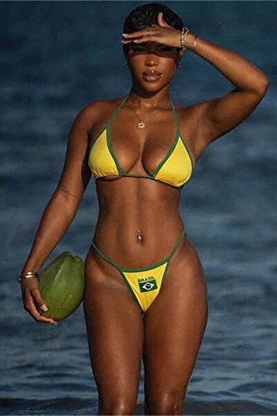 Bikini Mayokini Dünyası برازيل سالسا بيكيني - أصفر