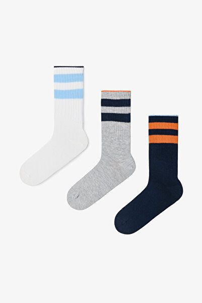 Penti Erkek Gri Action Sloganlı 3'lü Soket Çorap