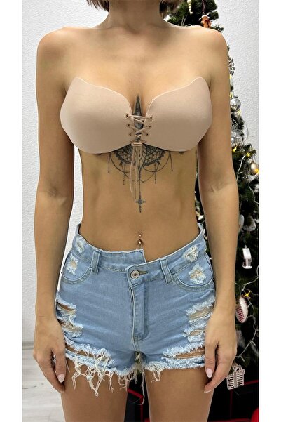 Bikini Mayokini Dünyası Σουτιέν σιλικόνης με κούμπωμα στο δέρμα - Καφέ