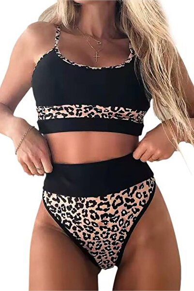 Bikini Mayokini Dünyası Leo High Bikini - Brown-White