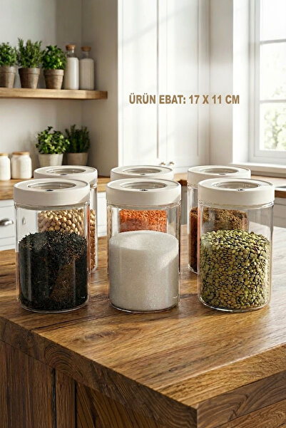 Atbyhome Lengo 6'lı 1200 ml Mühürlü Vakumlu Borosilikat Cam Erzak Saklama Kav...