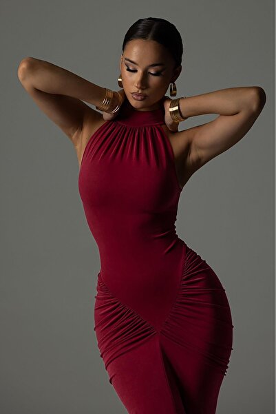 Bikini Mayokini Dünyası Rochie Irina cu umăr dezvăluat - Burgundy