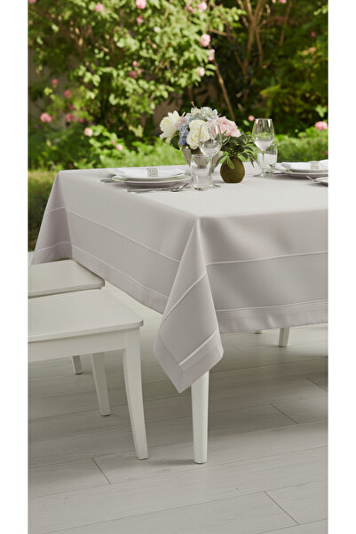 Tropikhome Gri Masa Örtüsü Keten Efektli Masa Örtüsü