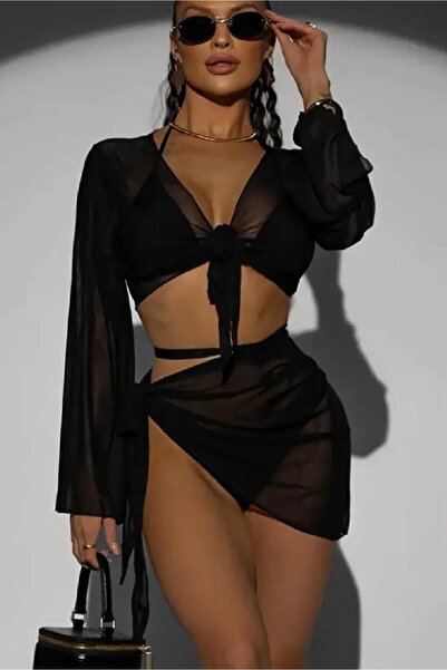 Bikini Mayokini Dünyası Milana Διπλό Σετ Παραλίας - Μαύρο