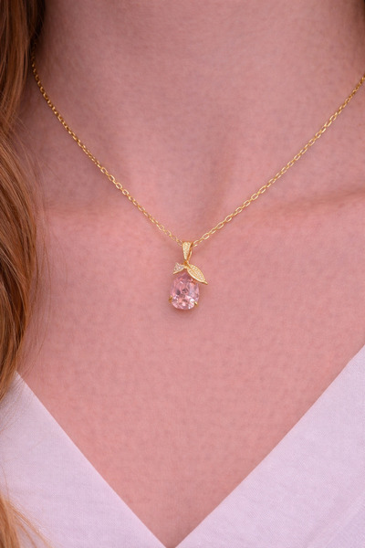 charmove ile kendinizi şımartın Gold Color Pink Flower Model Zircon Stone Wom...