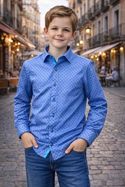 Louis Kids Tiny Patterned Long Sleeve Shirt