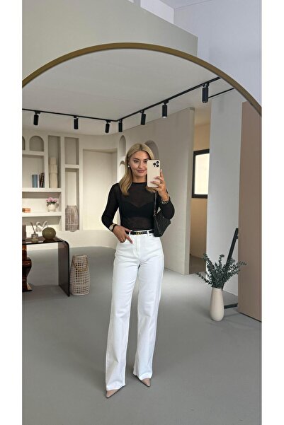 Sezgi Tekin Premium Series Cut-Leg White Straight Fit Jean