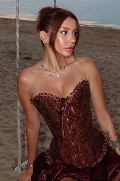 Bikini Mayokini Dünyası Κεντημένος κορσές Enissa - Καφέ