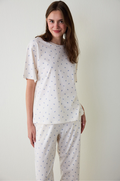 Penti Gardenya Hailee Pyjama-Set aus geblümter Baumwolle mit Rundhalsausschnitt und kurzen Ärmeln