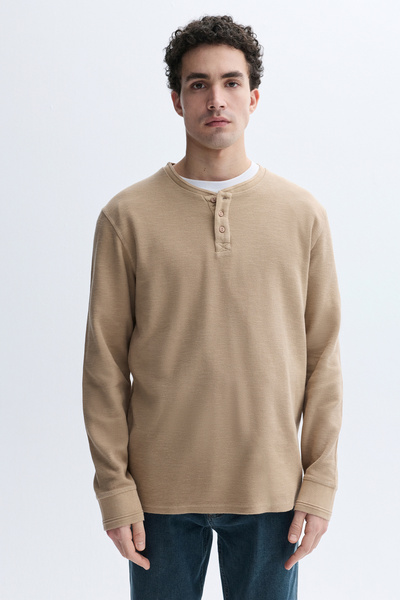 Mudo DÜĞMELİ HENLEY YAKA UZUN KOLLU T-SHIRT